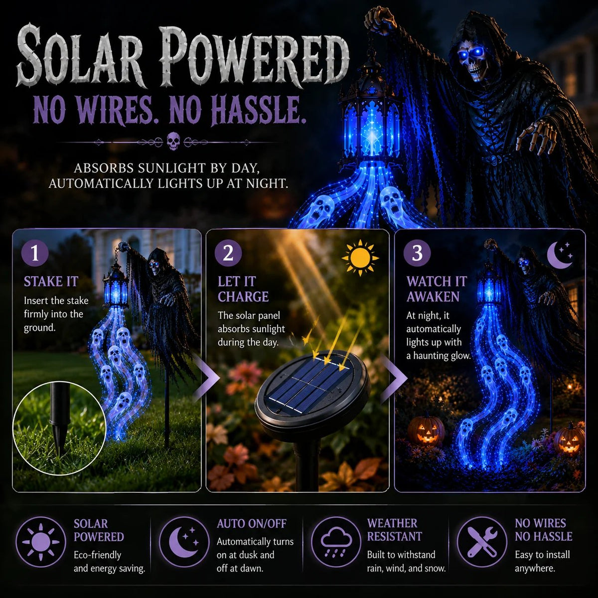 Animated Headless Horseman Garden Light