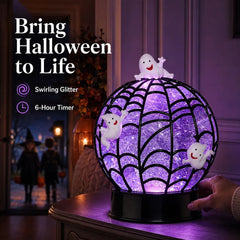 Swirling Glitter Ghost & Spider Globe Light